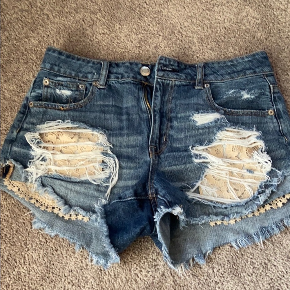 American Eagle Size 10 lace pocket Jean Shorts